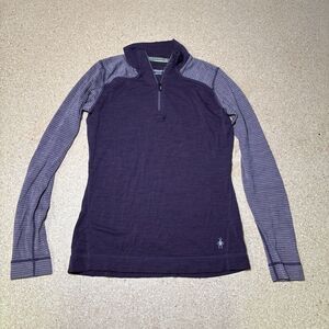 Smartwool Women Merino All Season 1/4 Zip Pullover Size S Purple Outdoors E1